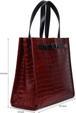 
                        
                          Load image into Gallery viewer, Antonio Valeria Emma Croco Print Leather Tote Bag For Women - JOY2ESpree
                        
                      