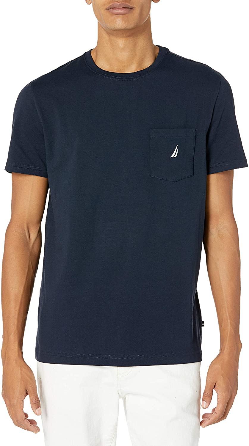 Nautica Men's Solid Crew Neck Short-Sleeve Pocket T-Shirt - JOY2ESpree