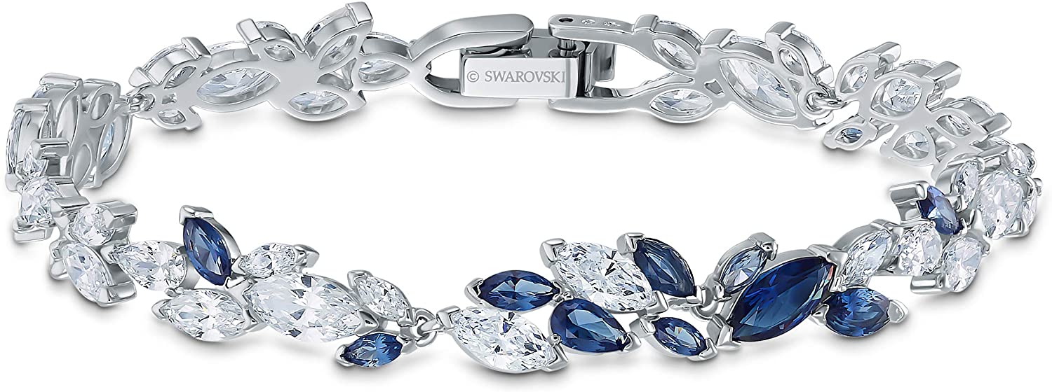 Swarovski Women's Louison Jewelry Collection, Rhodium Finish, Blue Crystals, Clear Crystals - JOY2ESpree