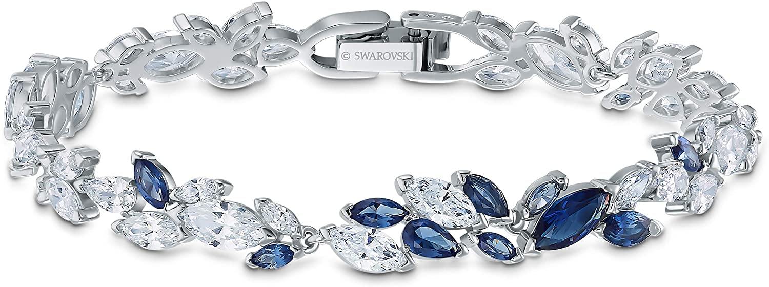 Swarovski Women's Louison Jewelry Collection, Rhodium Finish, Blue Crystals, Clear Crystals - JOY2ESpree