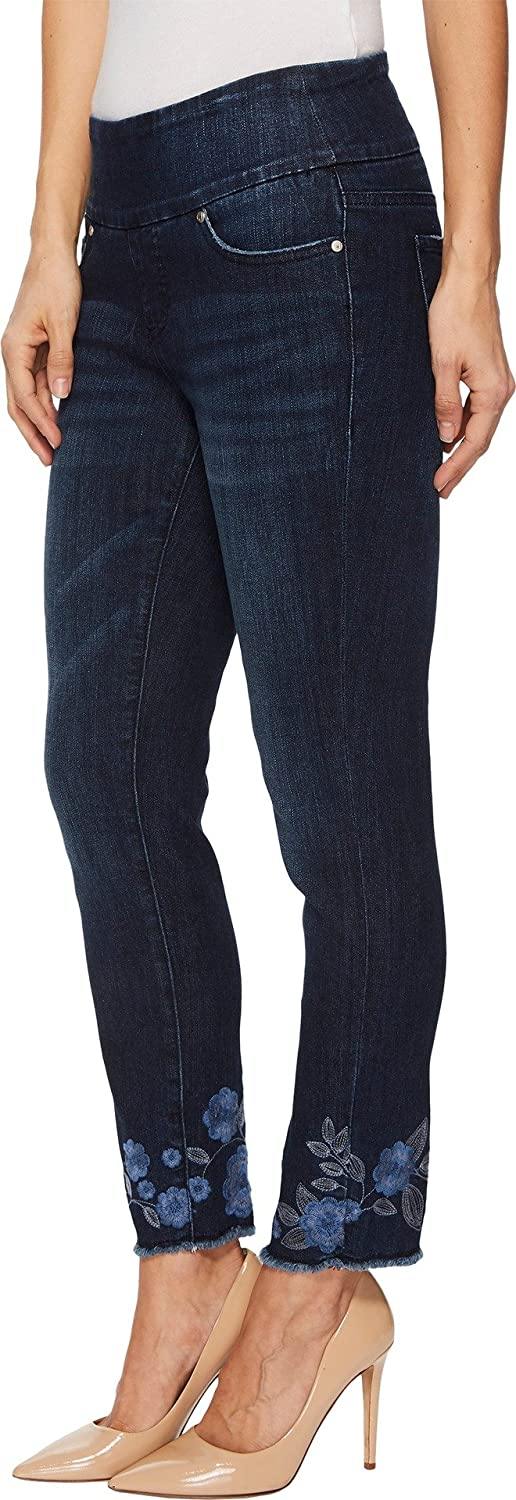 Jag Jeans Women's Amelia Pull on Slim Fit Ankle Jean with Embroidery