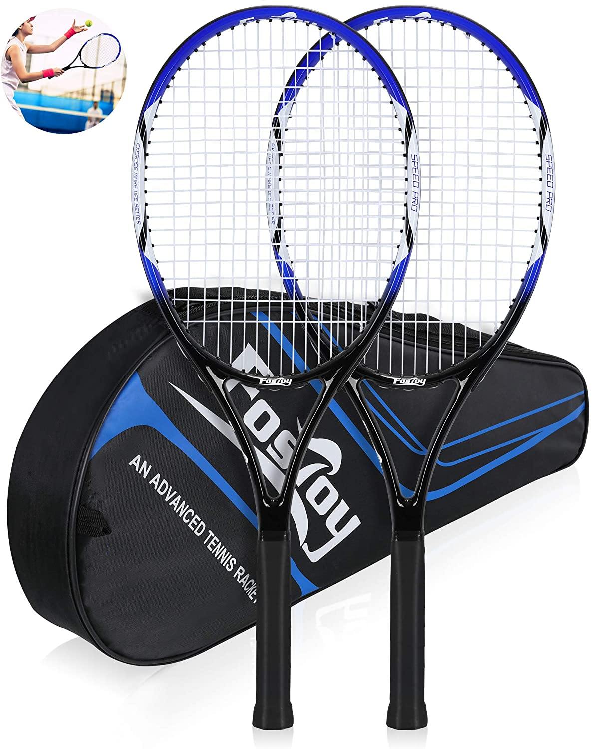 Fostoy Adult Recreational Tennis Racket, 27 inch Tennis Racquet with Carry Bag, Professional Tennis Racket, Good Control Grip, Vibration Dampe - JOY2ESpree