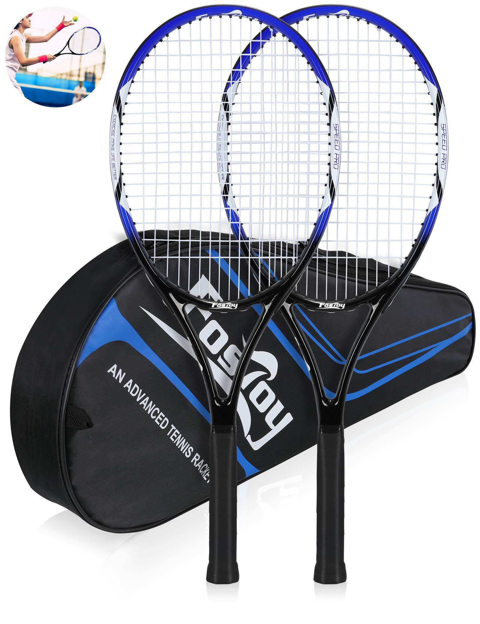 Fostoy Adult Recreational Tennis Racket, 27 inch Tennis Racquet with Carry Bag, Professional Tennis Racket, Good Control Grip, Vibration Dampe - JOY2ESpree