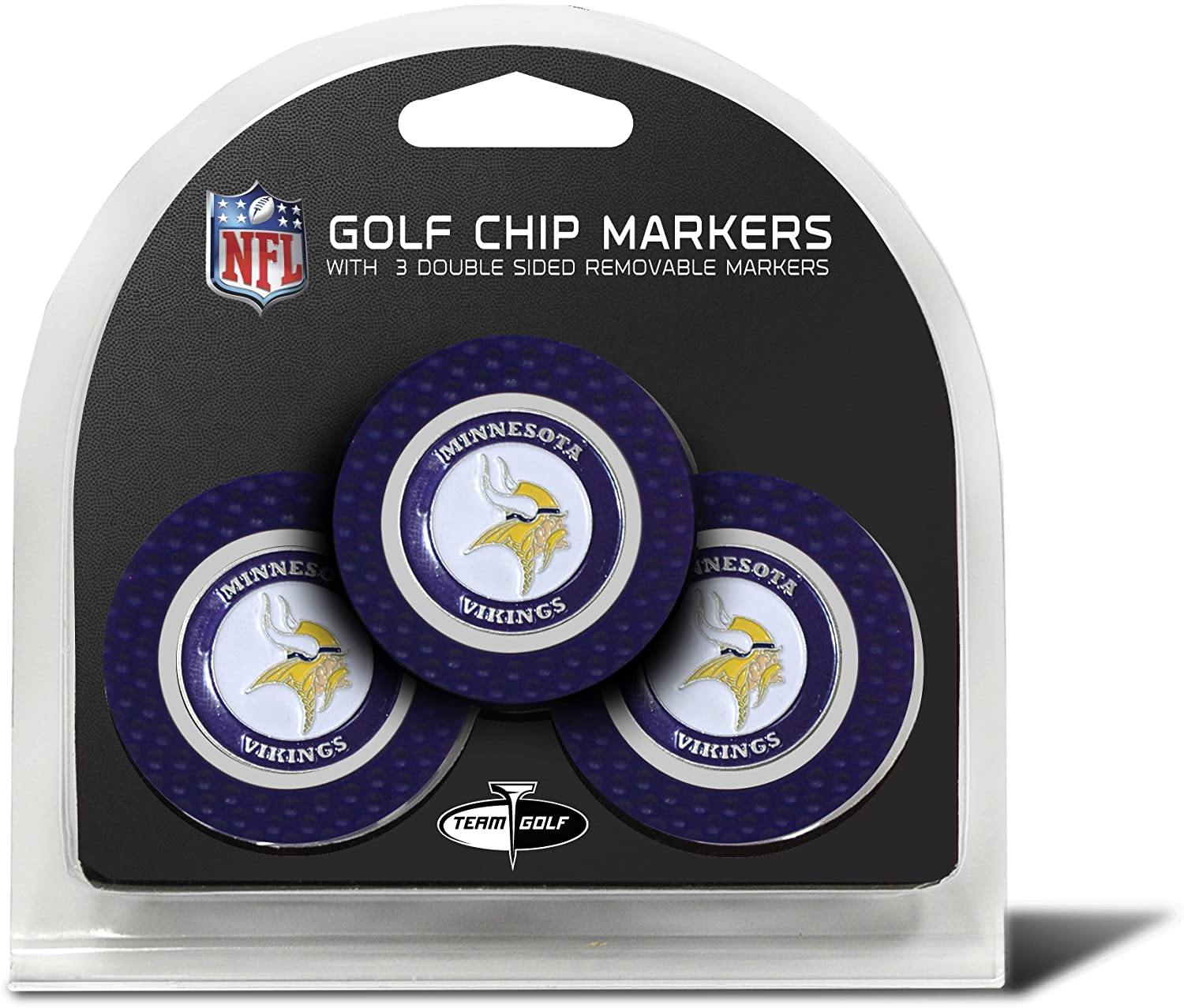 Team Golf NFL Golf Chip Ball Markers (3 Count), Poker Chip Size with Pop Out Smaller Double-Sided Enamel Markers - JOY2ESpree
