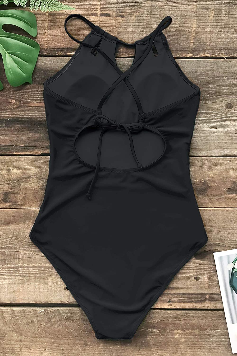 CUPSHE Women's One Piece Swimsuit High Neck Tummy Control Swimwear Bathing Suit