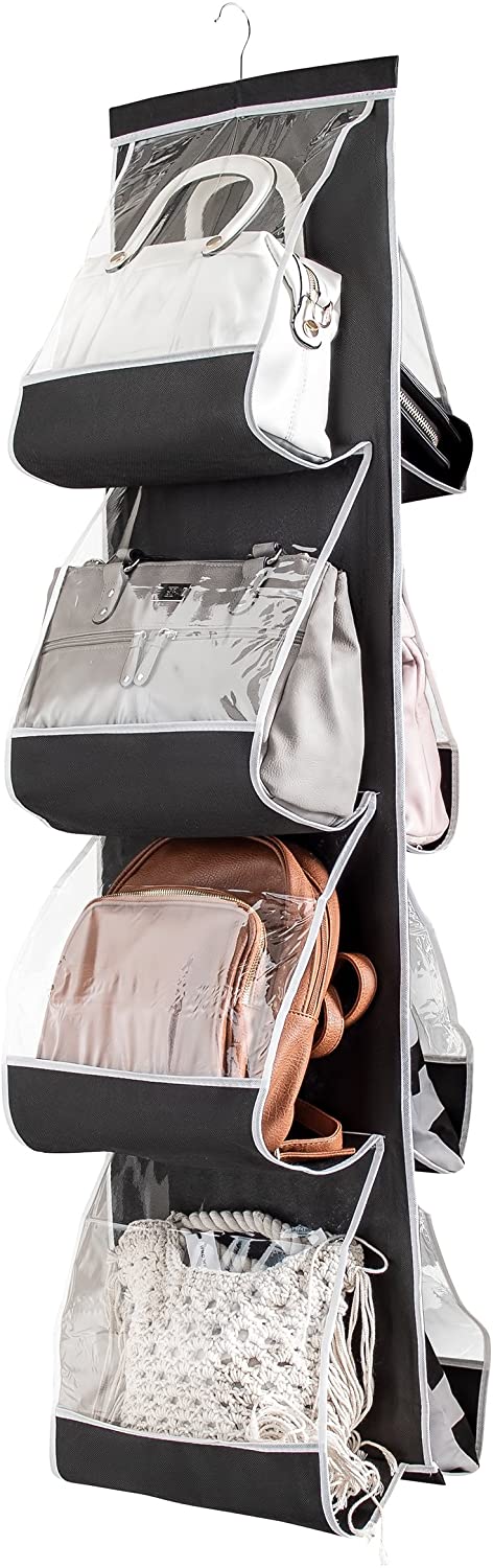 Zober Hanging Purse Organizer For Closet Clear Handbag Organizer