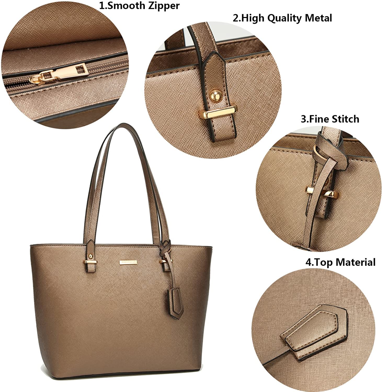 Women Fashion Handbags Wallet Tote Bag Shoulder Bag Top Handle Satchel Purse Set 4pcs