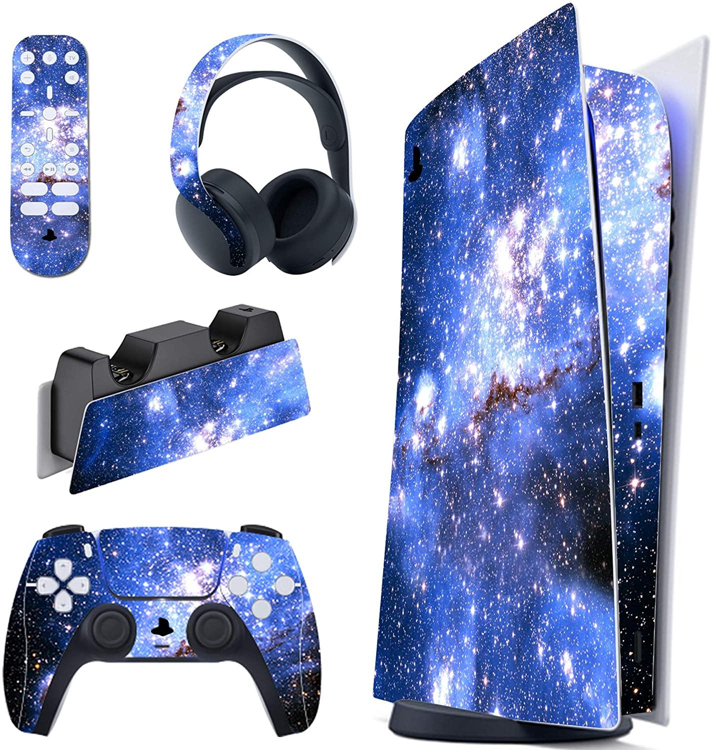 PlayVital Blue Nebula Full Set Skin Decal for PS5 Console Digital Edition - JOY2ESpree