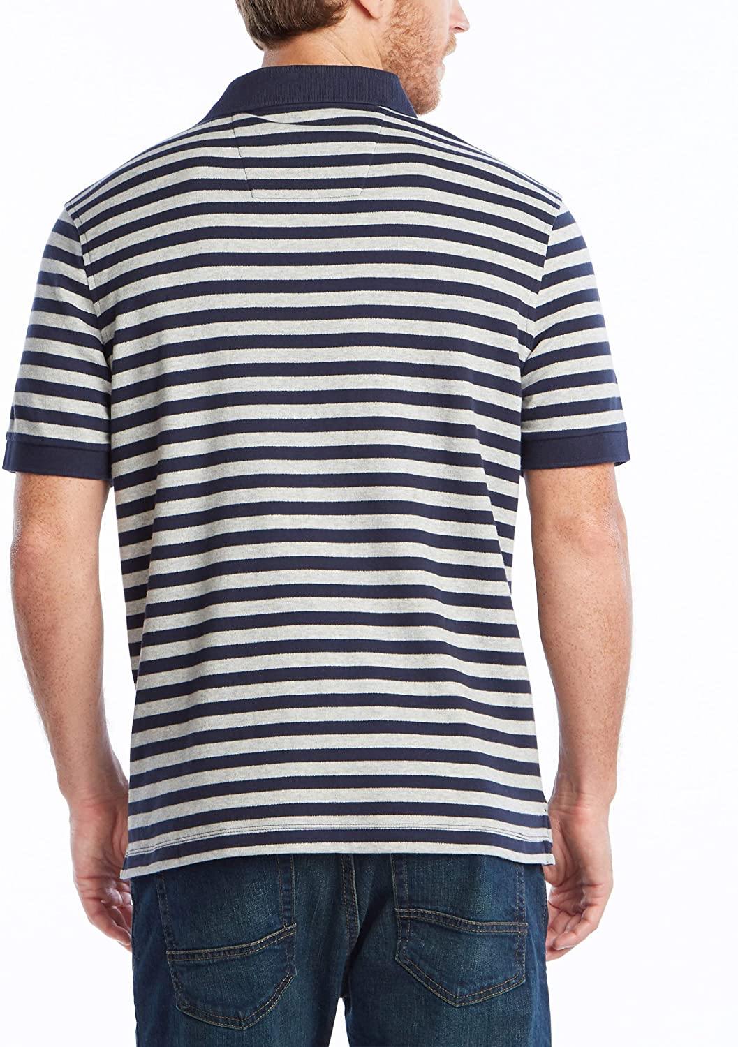 Nautica Men's Classic Fit 100% Cotton Soft Short Sleeve Stripe Polo Shirt - JOY2ESpree