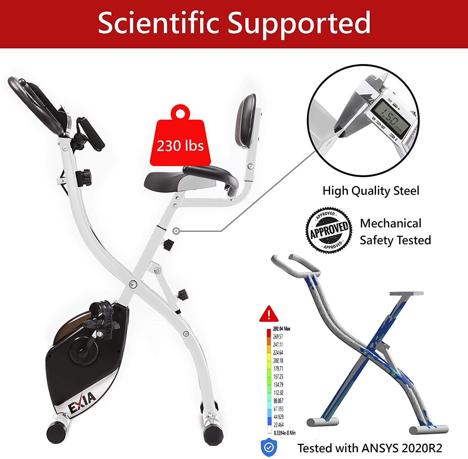 EXIA Folding Magnetic Exercise Bike with Pulse Sensor, Upright and Recumbent Stationary Bike - JOY2ESpree