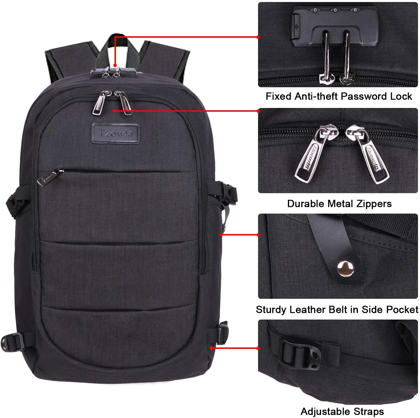 Travel Laptop Backpack Water Resistant Anti-Theft Bag with USB Charging Port