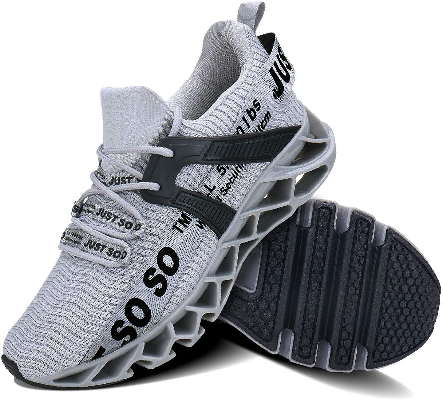 JSLEAP Mens Running Shoes Walking Non Slip Blade Type Sneakers