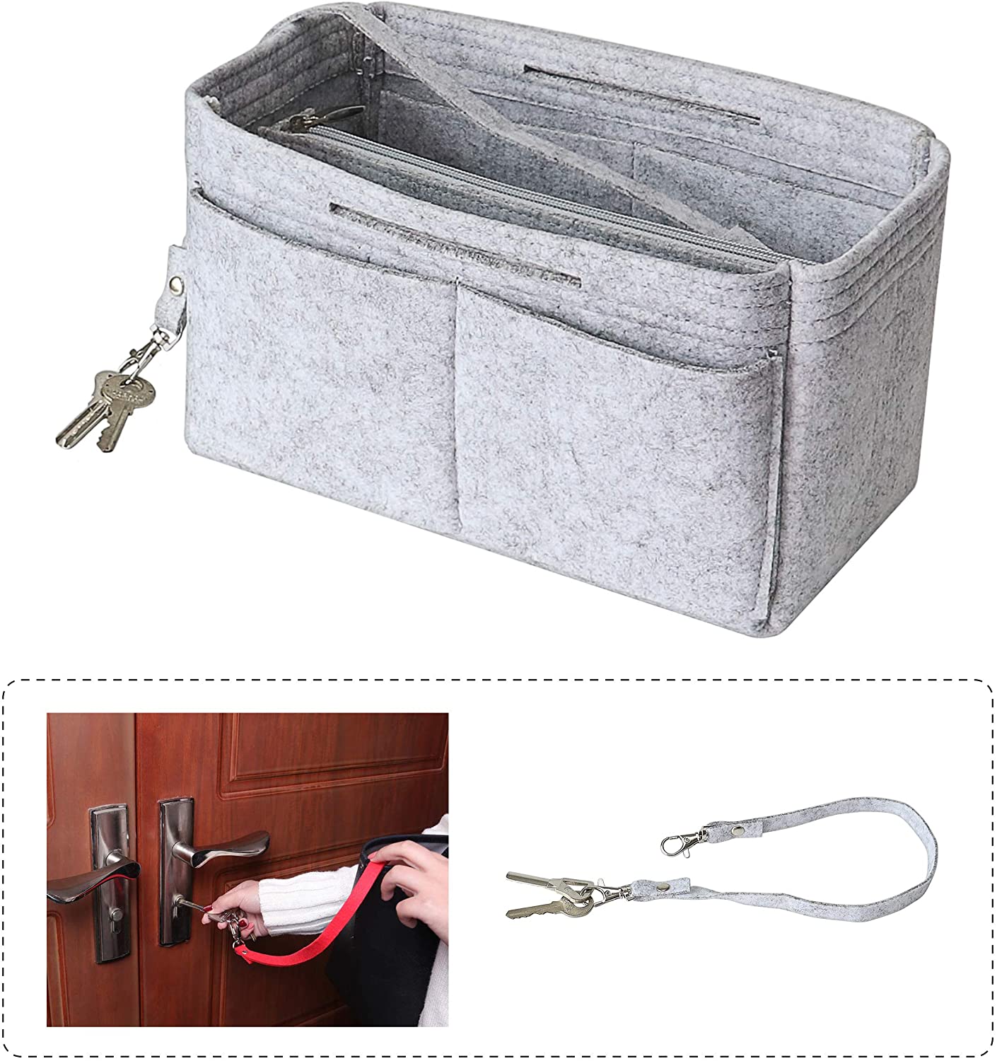 Purse Handbag Organizer Insert, MISIXILE Felt Bag Organizer with Handles