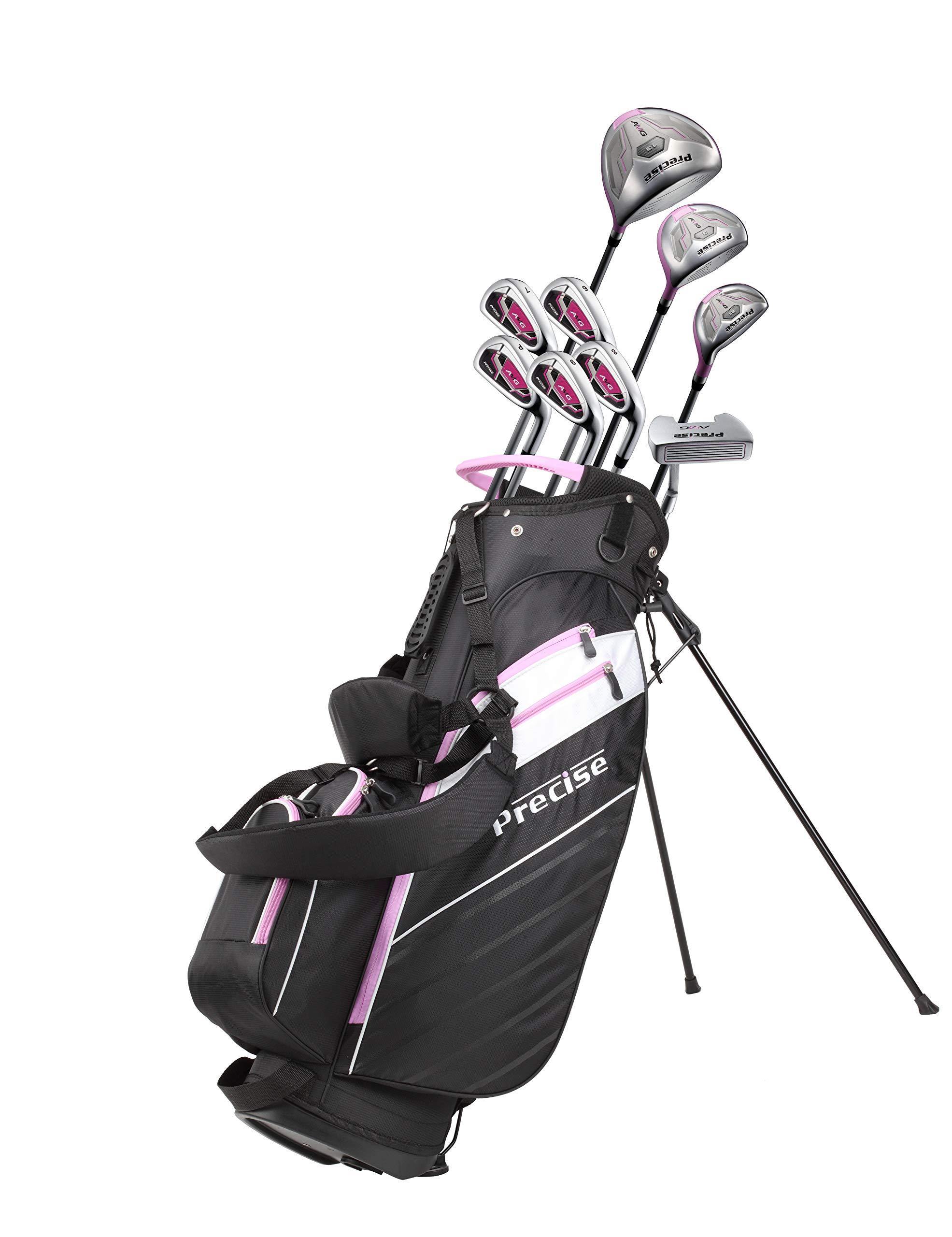 Precise AMG Ladies Womens Complete Golf Clubs Set Includes Driver, Fairway, Hybrid, 6-PW Irons, Putter, Stand Bag, 3 H/C's - Choose Color and Size! - JOY2ESpree