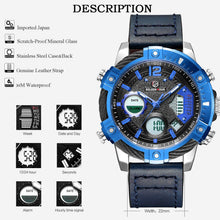 
                        
                          Load image into Gallery viewer, Mens Sport Watch Digital Analog Quartz Waterproof Multifunctional Military Leather Wrist Watches
                        
                      