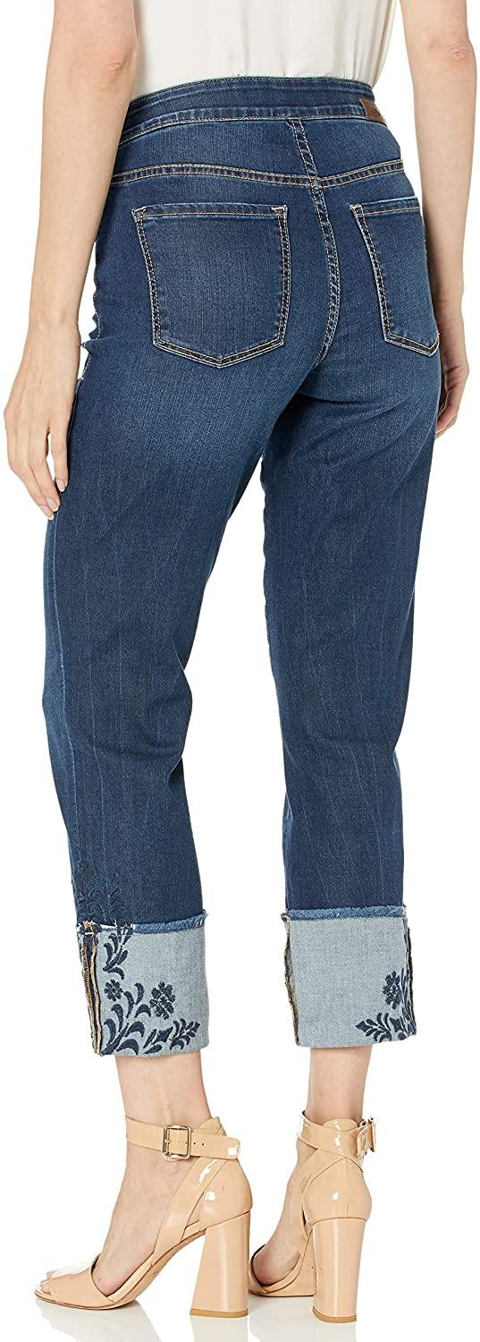 Jag Jeans Women's Lewis Straight Pull on Crop W/Embroidered Cuff