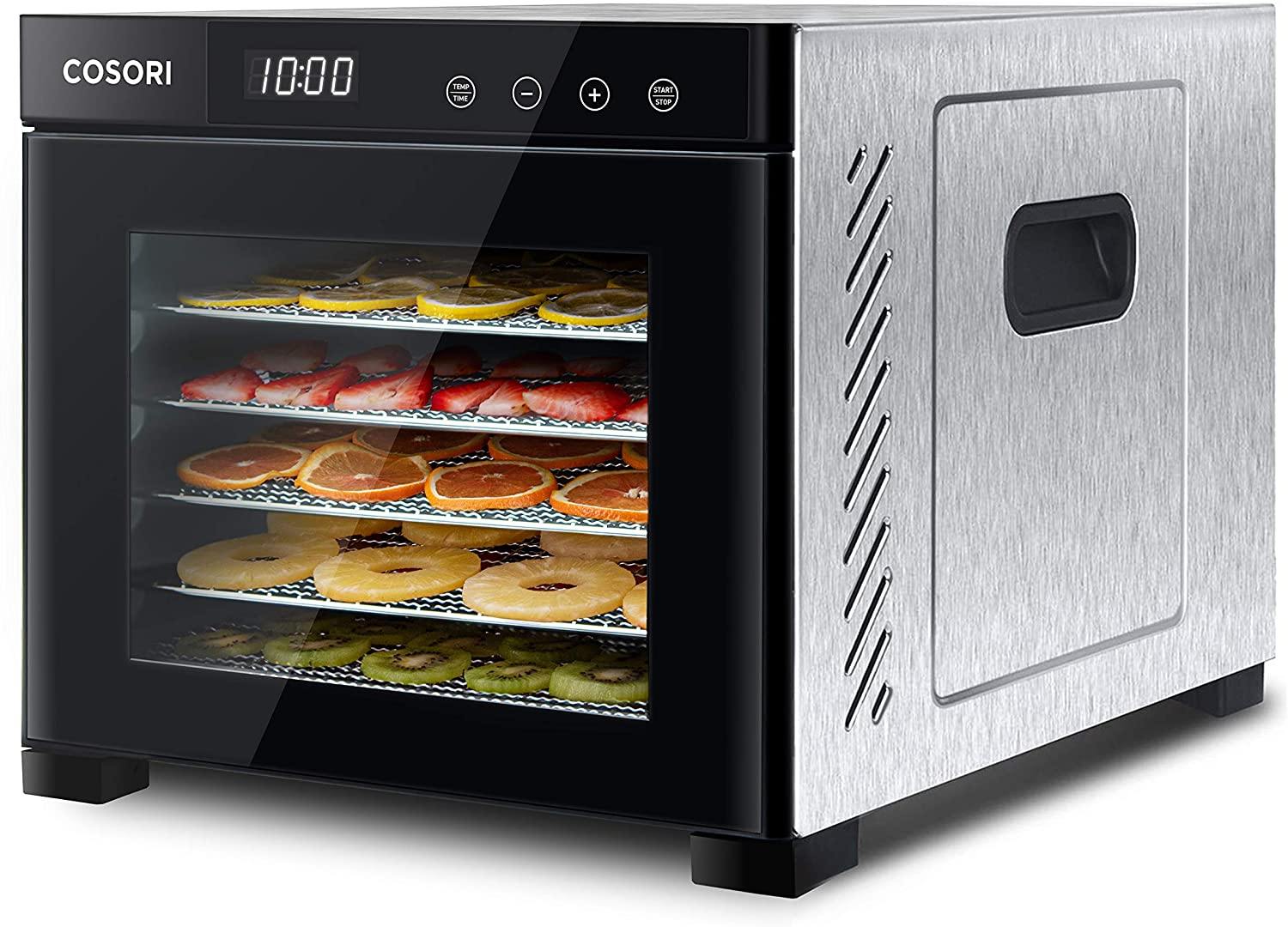 COSORI Premium Food Dehydrator Machine(50 Free Recipes), 6 Stainless Steel Trays with Digital Timer and Temperature Control - JOY2ESpree