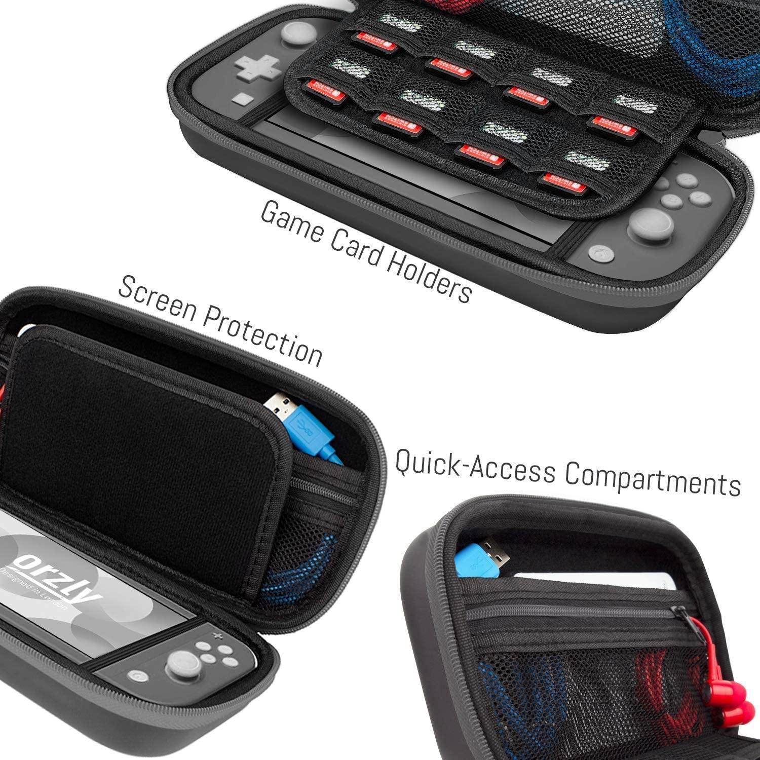 Orzly Case for Nintendo Switch Lite - Portable Travel Carry Case with Storage for Switch Lite Games & Accessories [Turquoise Blue Edition] - JOY2ESpree