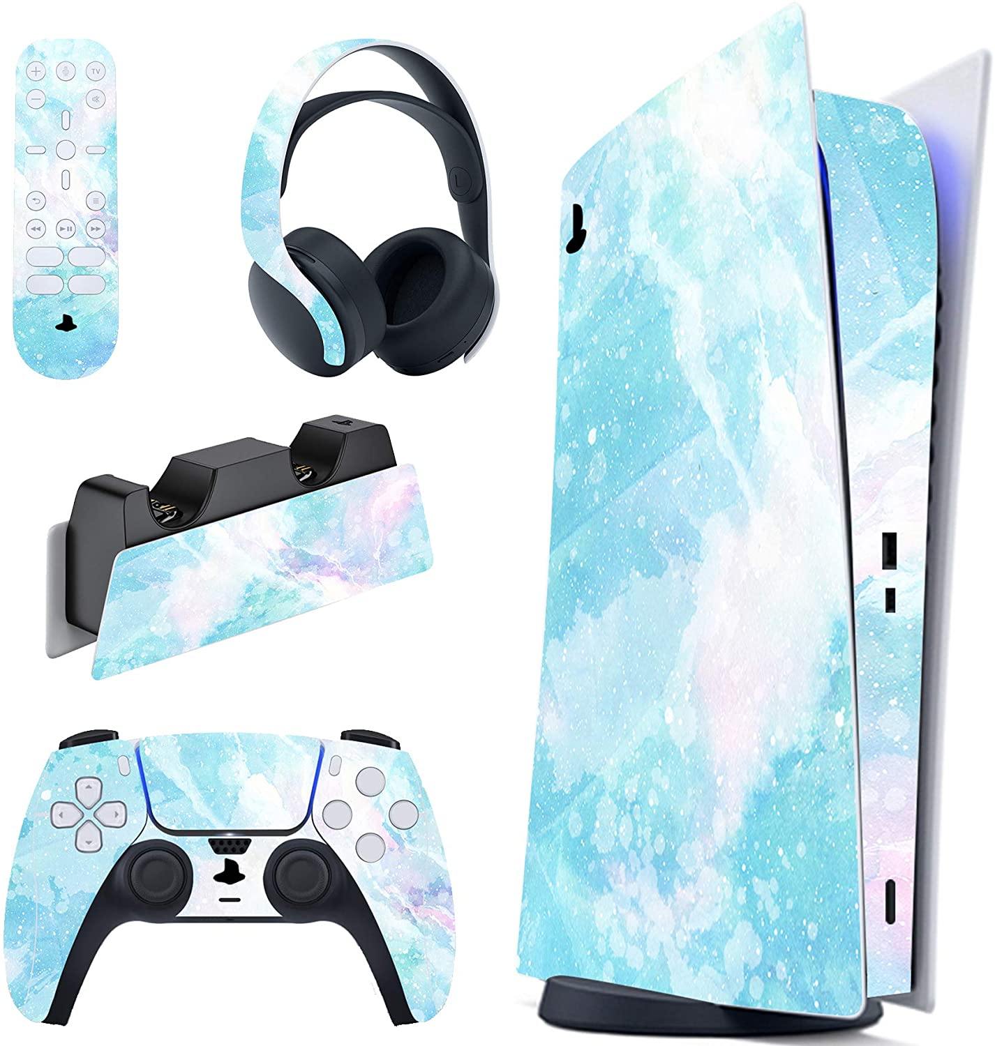 PlayVital Blue Nebula Full Set Skin Decal for PS5 Console Digital Edition - JOY2ESpree