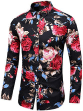
                        
                          Load image into Gallery viewer, LEFTGU Men's Slim fit Floral Printed Beach Hawaiian Button-Down Dress Shirt
                        
                      
