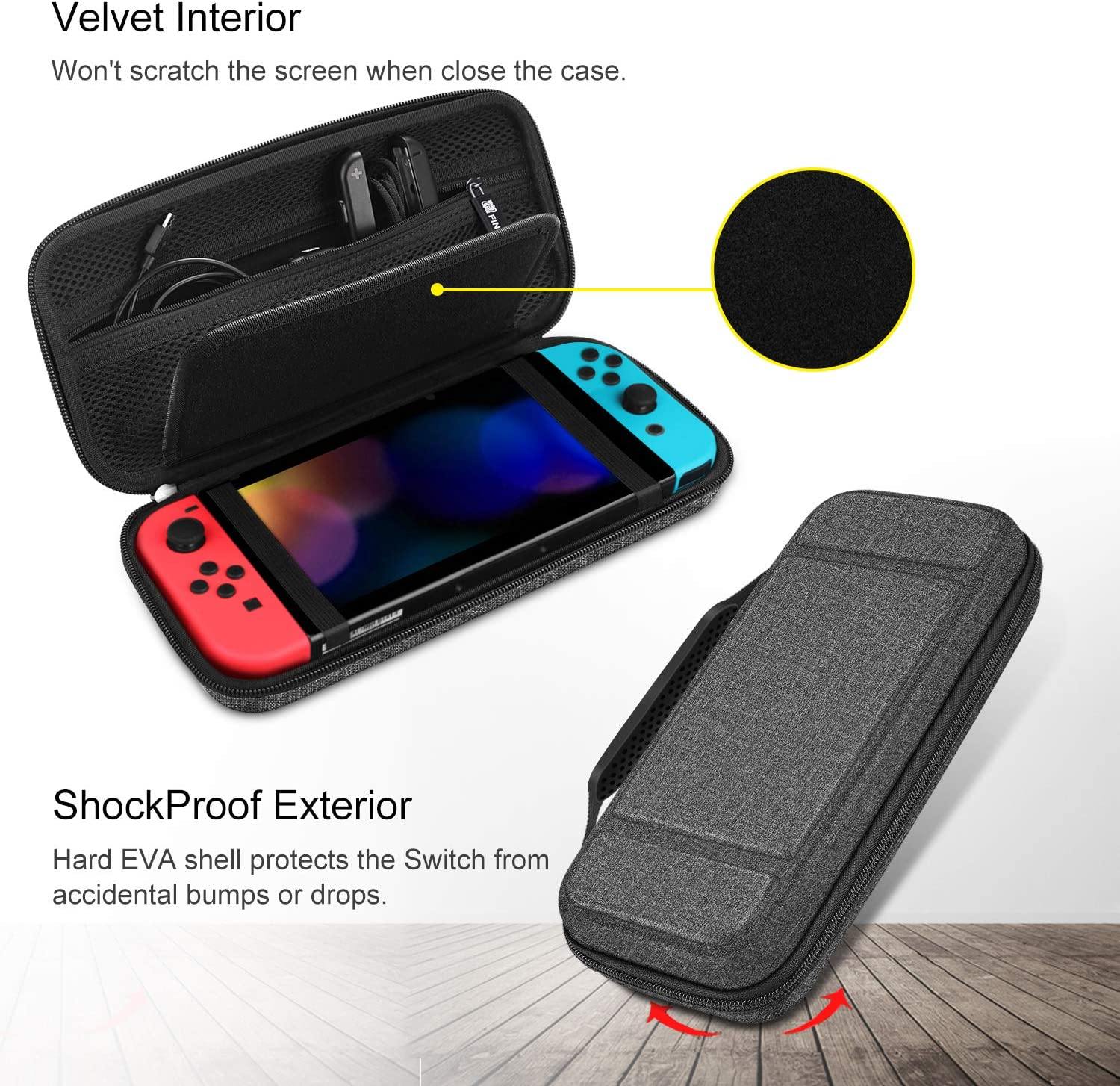 Fintie Carry Case for Nintendo Switch - [Shockproof] Hard Shell Protective Cover Travel Bag w/10 Game Card Slots - JOY2ESpree