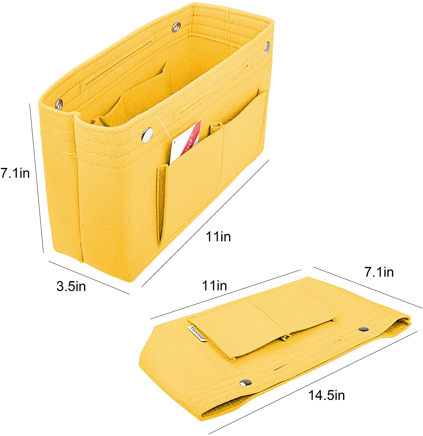 Vercord Felt Tote Handbag Purse Pocketbook Organizer Insert Divider Shaper Bag in Bag