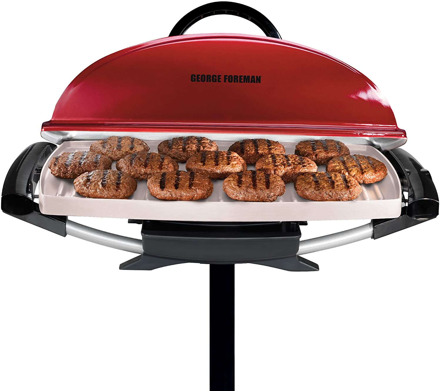 George Foreman 12-Serving Indoor/Outdoor Rectangular Electric Grill, Red, GFO201R - JOY2ESpree