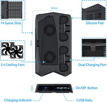 
                        
                          Load image into Gallery viewer, PS5 Console Cooling Fan, Arespark Playstation5 Vertical Edition Console Cooling Stand with Dualsense Controller Charge Station &amp; Game Slots - JOY2ESpree
                        
                      