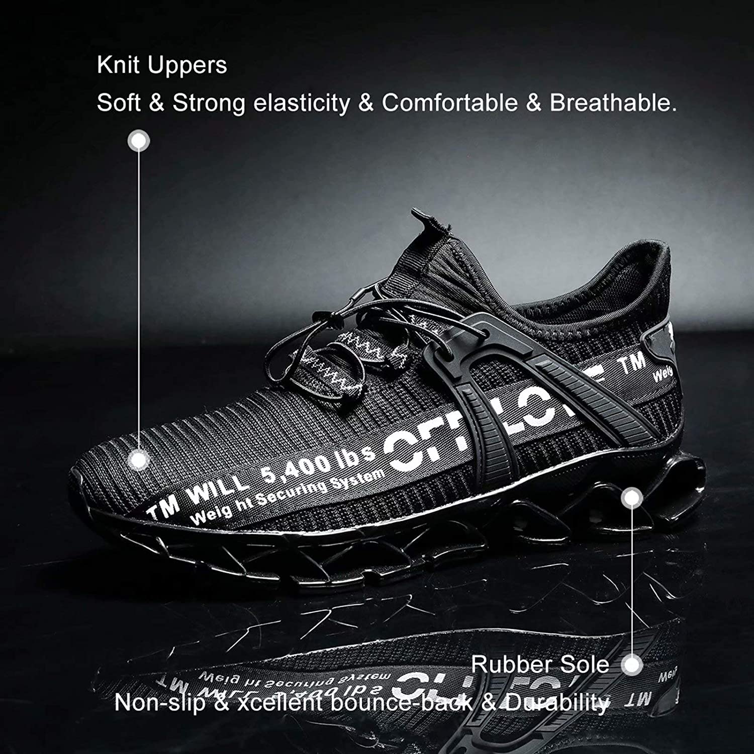 Pozvnn Mens Blade Sneakers Athletic Running Shoes Non Slip Walking Fashion Tennis Shoes