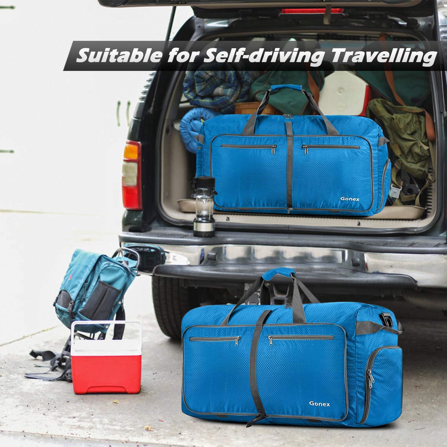 Gonex 150L Travel Duffel Bag Foldable Extra Large Duffle Bag XL Heavy Duty for Men Women for Luggage Shopping Gray