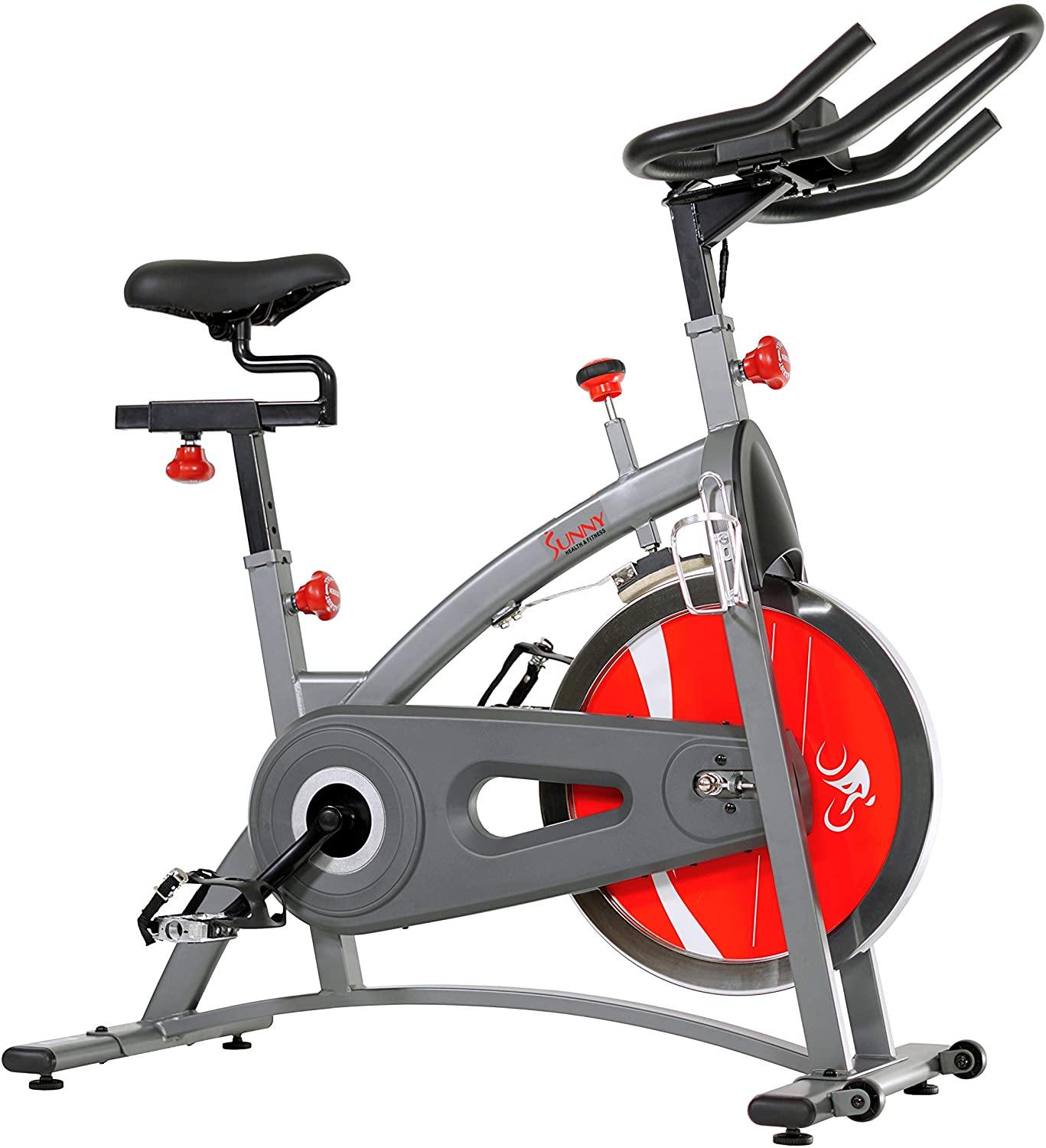 Sunny Health & Fitness Indoor Cycling Exercise Bike with LCD Monitor, 40 lb chrome Flywheel, 265 lb Max Weight - SF-B1423/C - JOY2ESpree