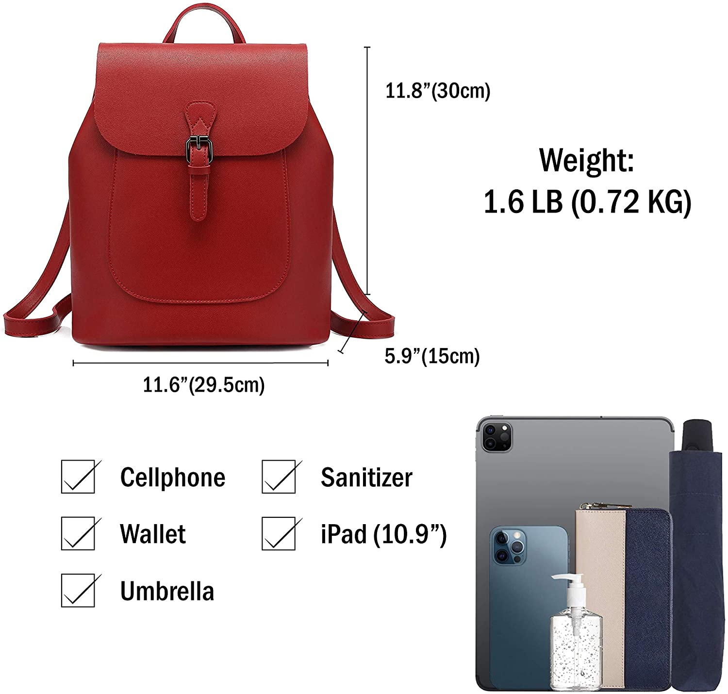Scarleton Casual Fashion Backpack, Purses for women, Backpack for Women, Fashion Backpack for Women, H160801 - Black