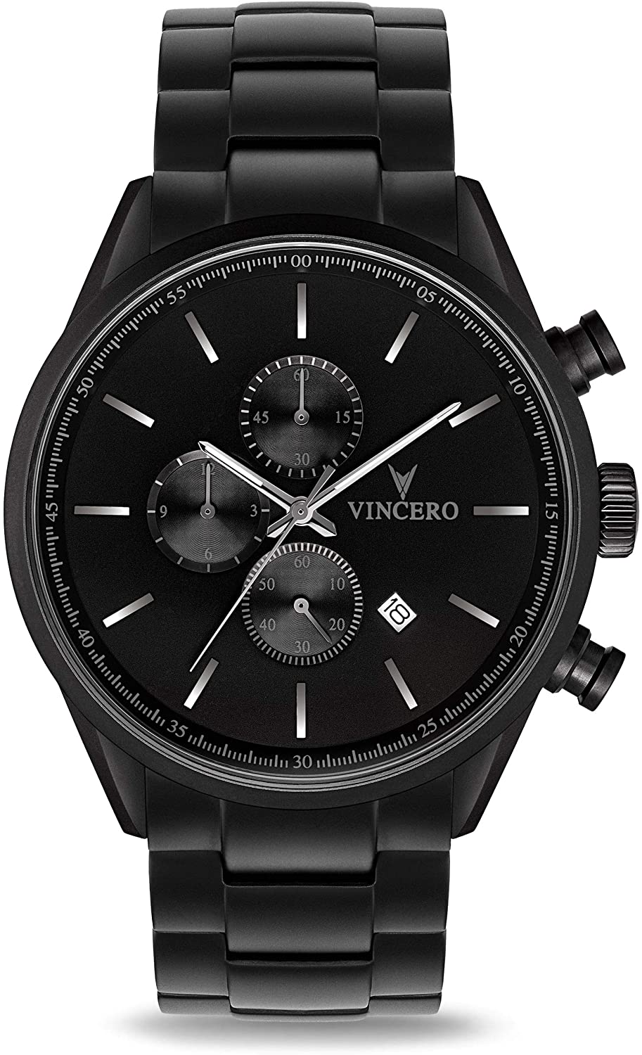 Vincero Luxury Men's Chrono S Wrist Watch - Top Grain Italian Leather Watch Band - 43mm Chronograph Watch - Japanese Quartz Movement…
