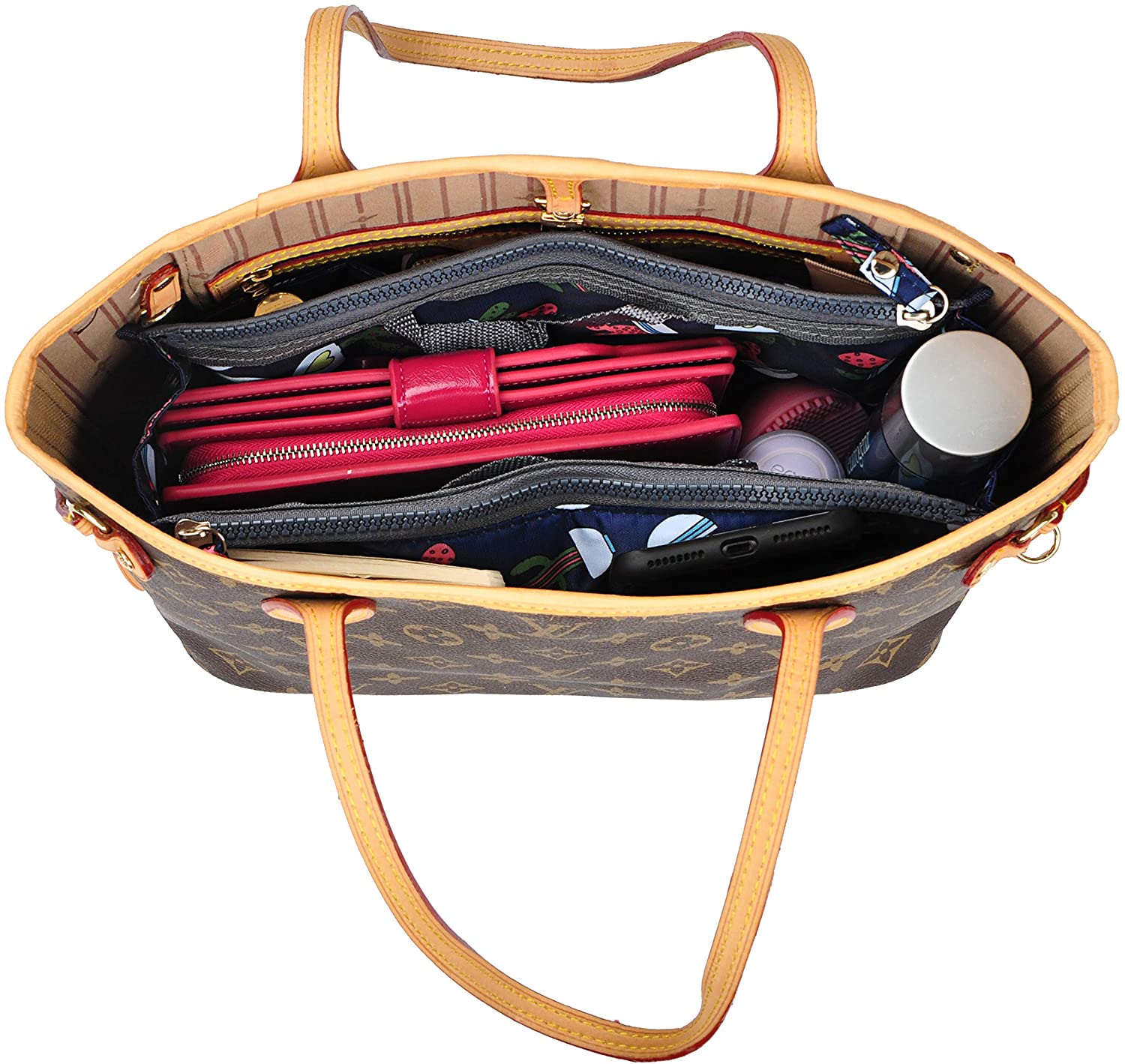 Vercord Updated Purse Handbag Organizer Insert Liner Bag in Bag 13 Pockets Purple Small