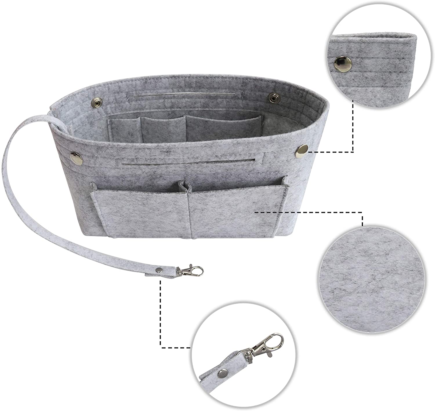 MISIXILE Felt Purse Organizer Insert Handbag Organizer,Tote Bag in Bag Organizer Fits Speedy Neverfull with Handles Keychain