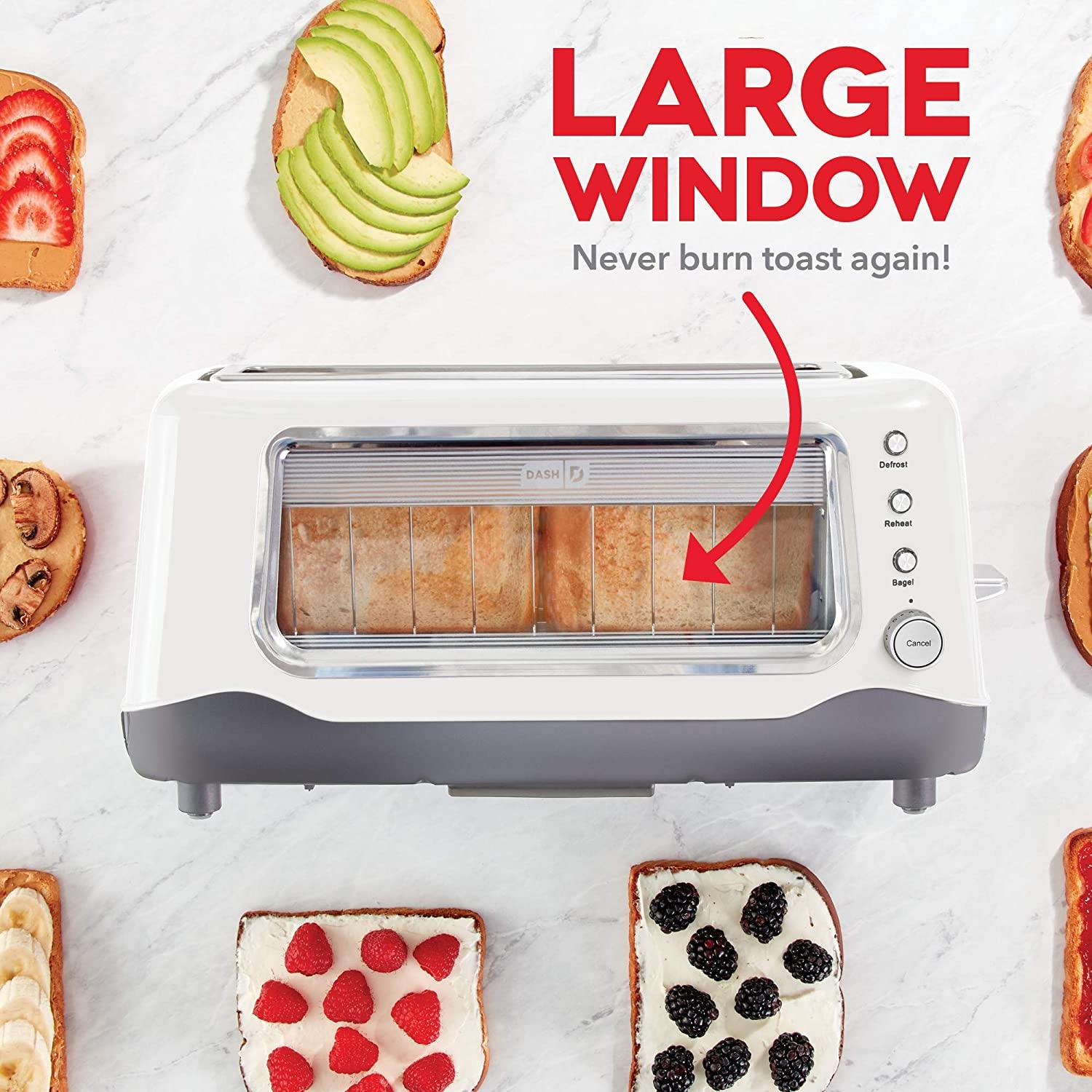 Dash Clear View Toaster: Extra Wide Slot Toaster with Stainless Steel Accents + See Through Window . - JOY2ESpree