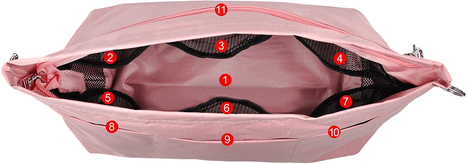 Vercord Purse Organizer Insert Bag Tote Handbags Pocketbook Inserts Organizers Zipper 11 Pockets Black Medium