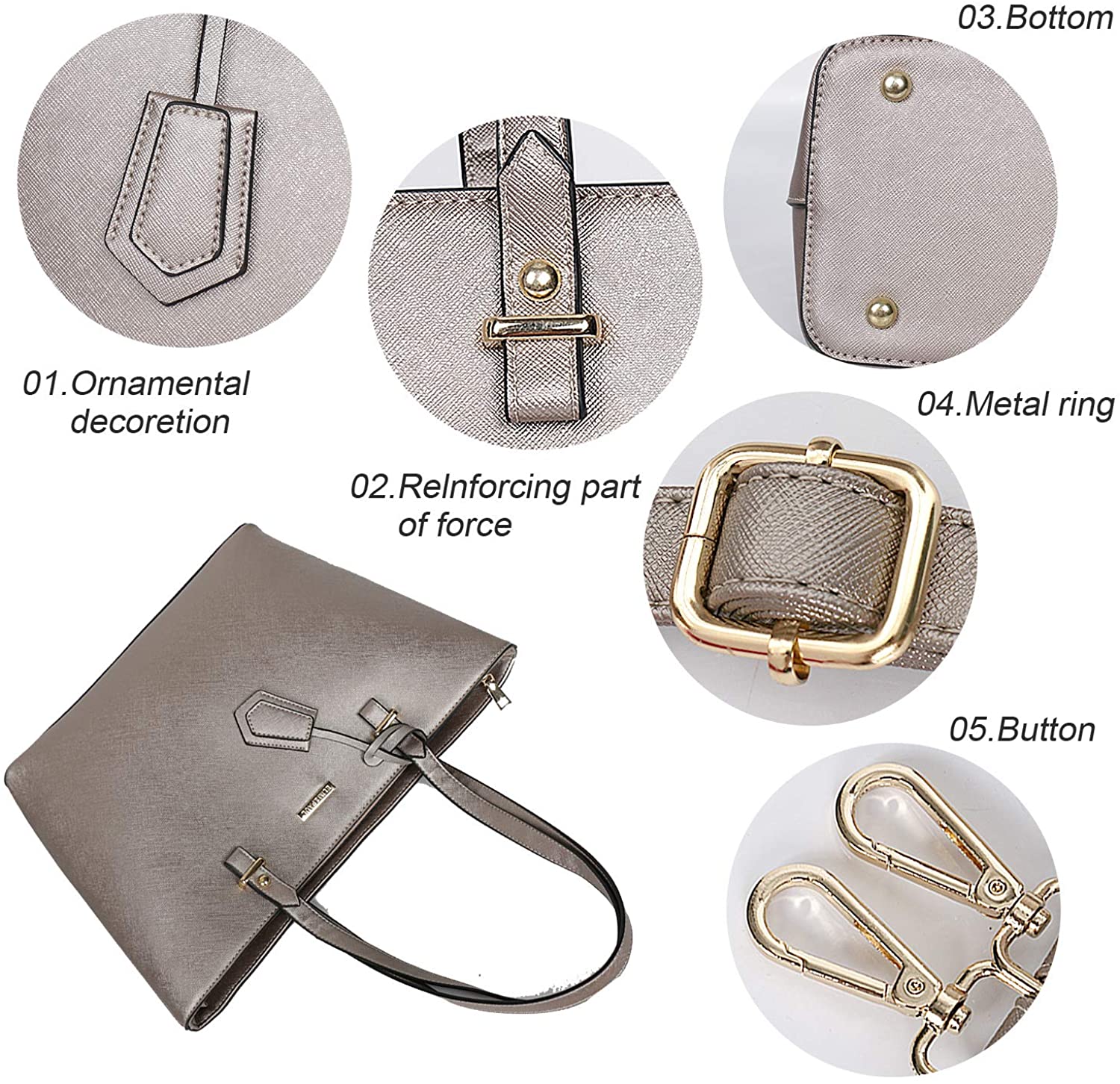 Women Fashion Handbags Wallet Tote Bag Shoulder Bag Top Handle Satchel Purse Set 4pcs