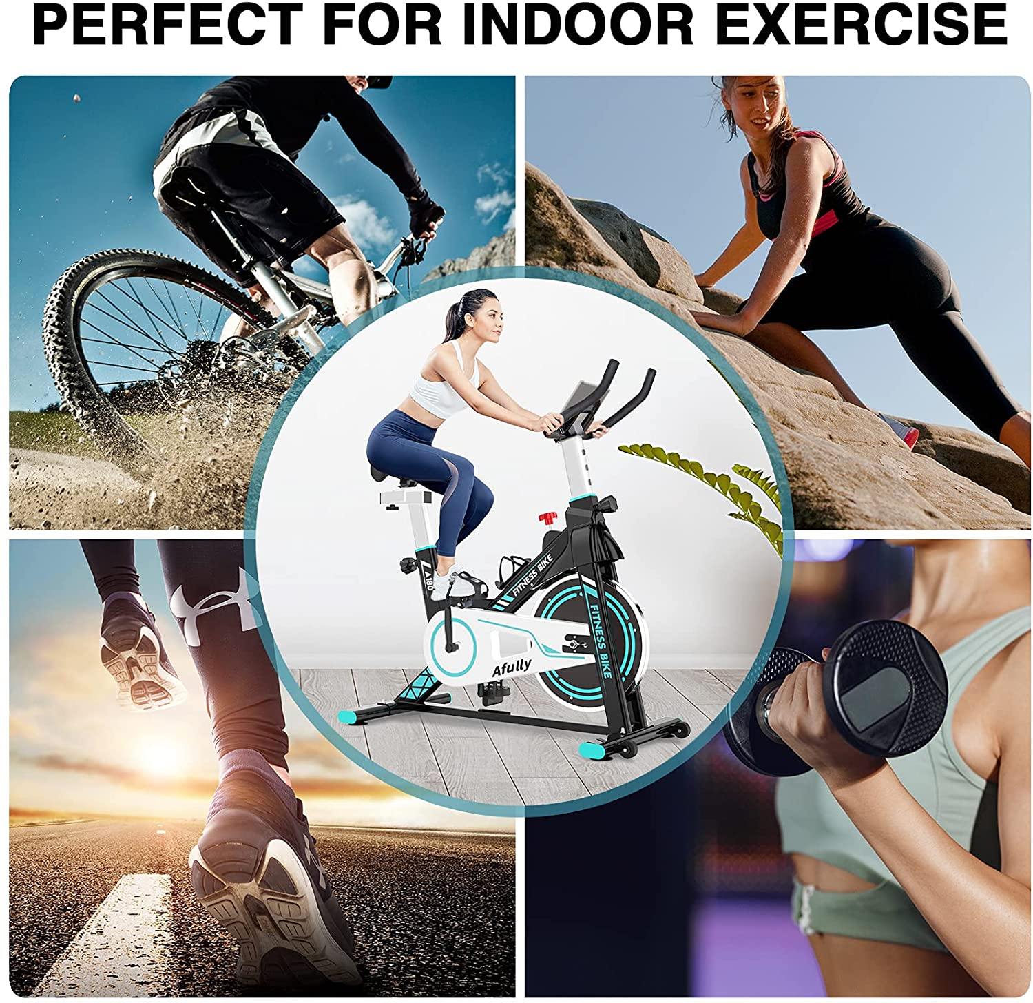 Afully Indoor Exercise Bikes Stationary, Fitness Bike Upright Cycling Belt Drive - JOY2ESpree