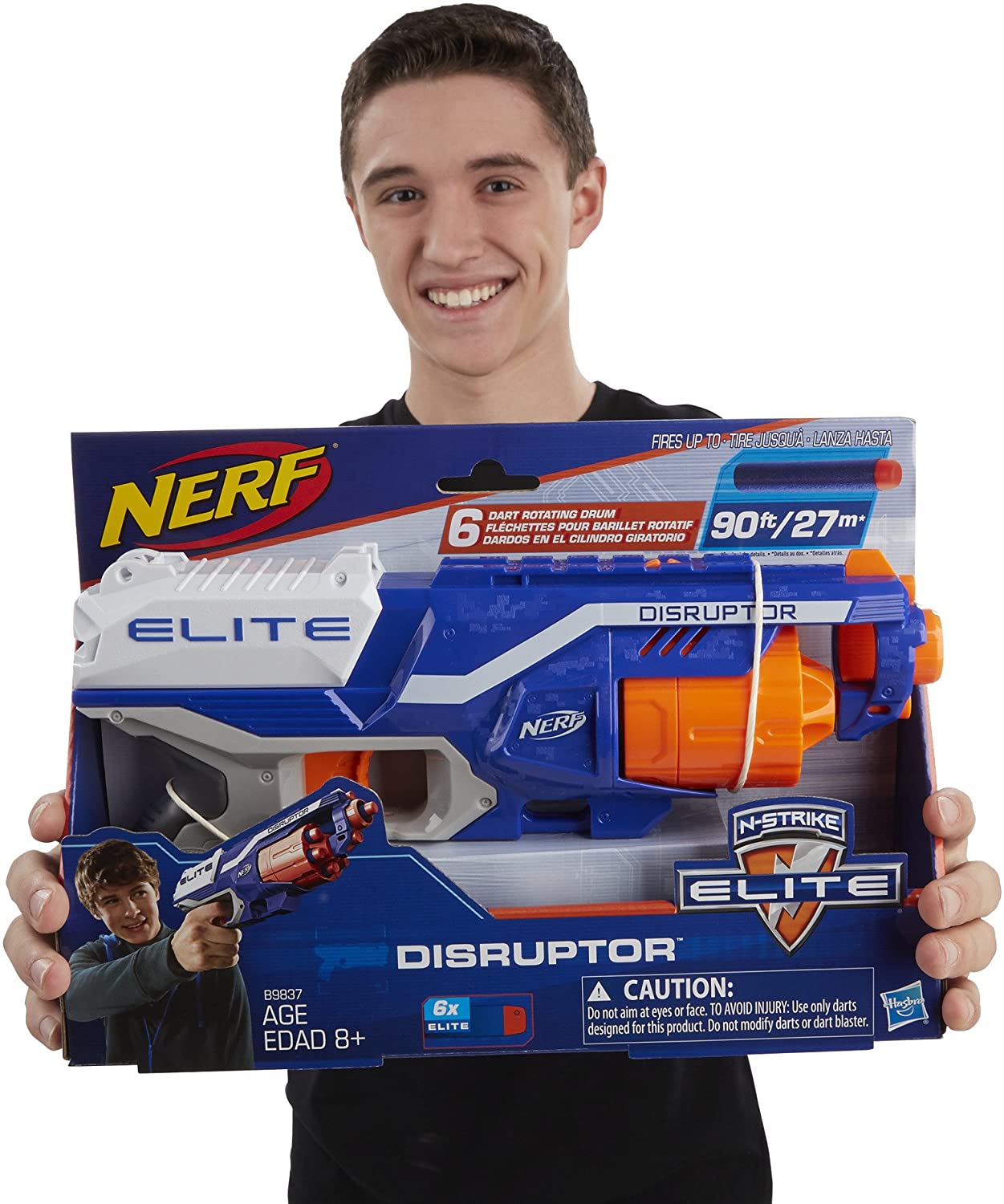 Nerf Disruptor Elite Blaster -- 6-Dart Rotating Drum, Slam Fire, Includes 6 Official Nerf Elite Darts -- For Kids, Teens, Adults