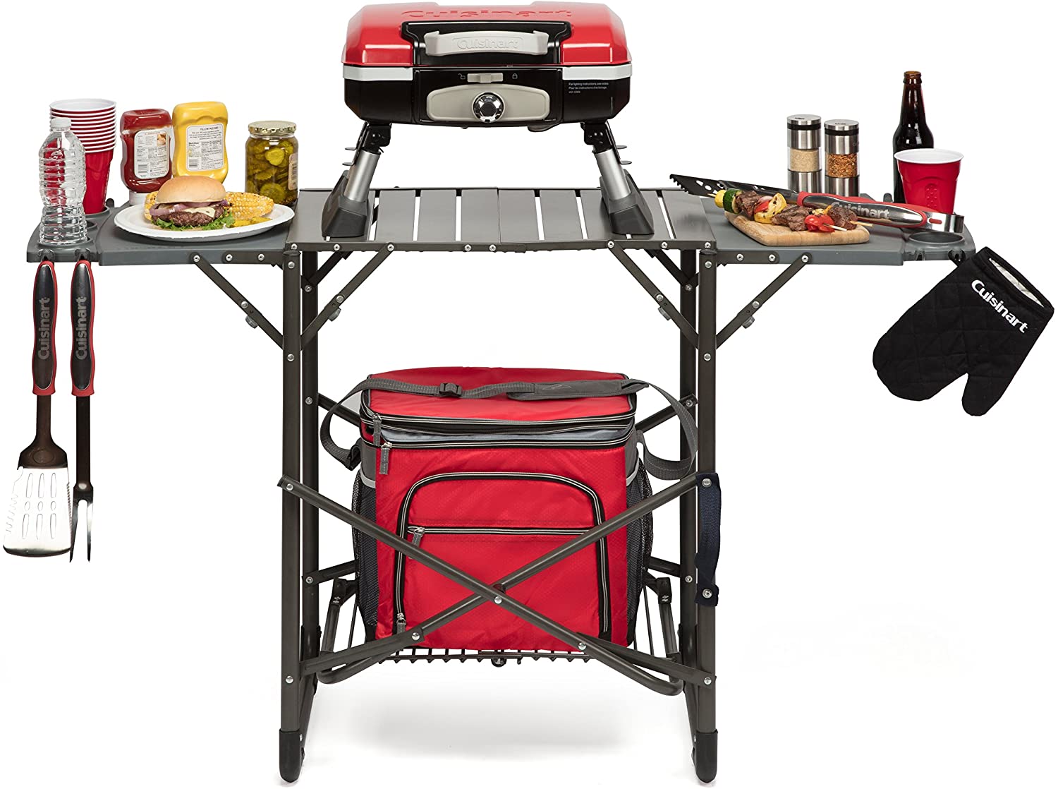 Cuisinart CGG-180T Petit Gourmet Portable Tabletop Propane Gas Grill, Red - JOY2ESpree