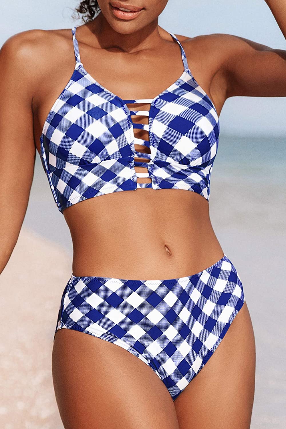 CUPSHE Women’s Bikini Swimsuit Floral Print Lace Up Strappy Two Piece Bathing Suit