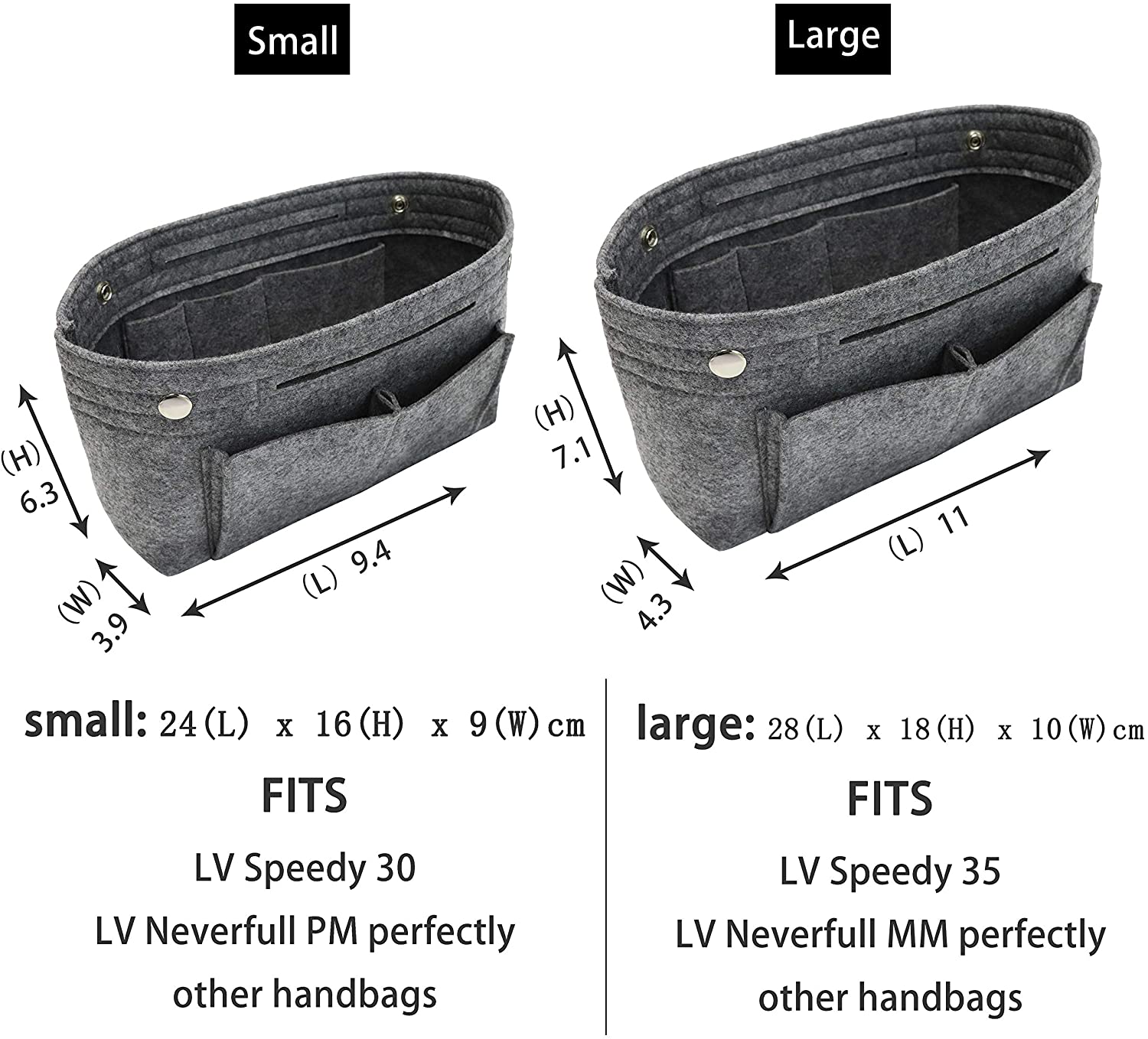MISIXILE Felt Purse Organizer Insert Handbag Organizer,Tote Bag in Bag Organizer Fits Speedy Neverfull with Handles Keychain