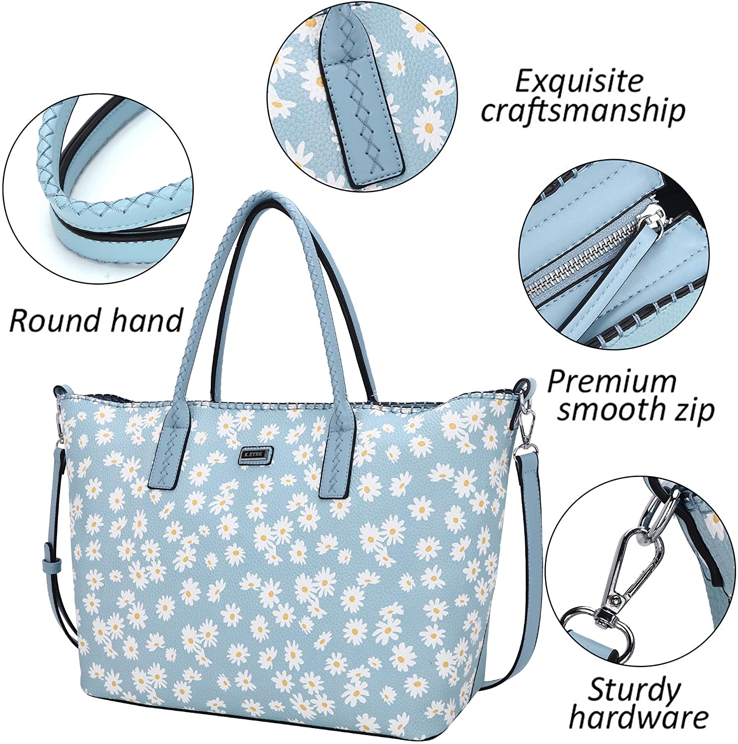K.EYRE Women's Soft Faux Leather Tote Bag Purse Handbags Wallet Tote Shoulder Bag Purse Large Capacity
