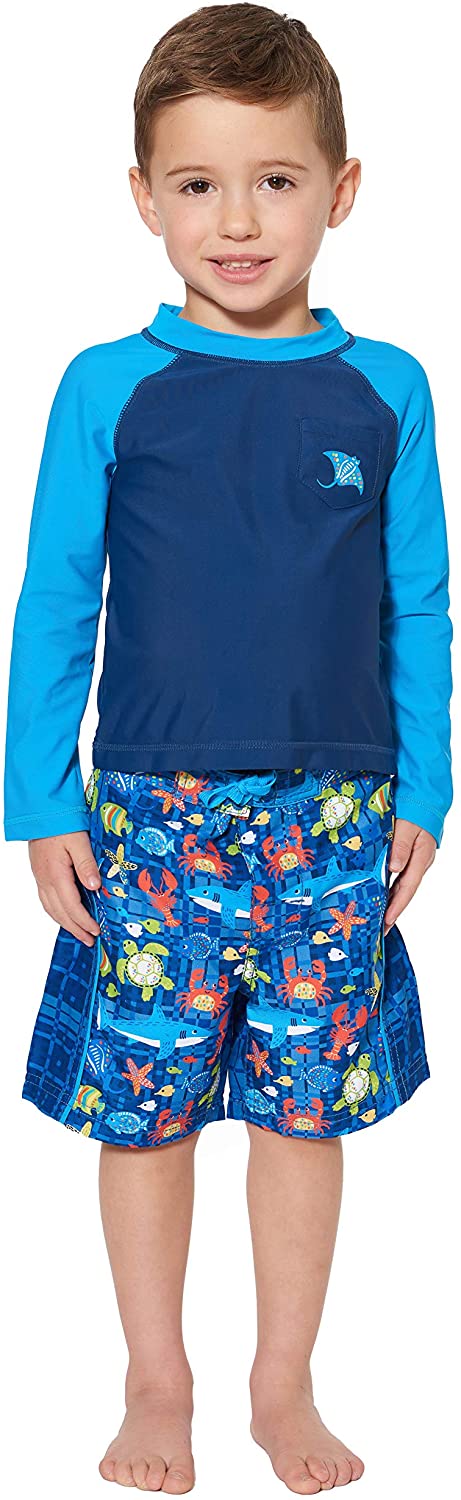 Tommy Bahama Boys' Long Sleeve Rashguard and Trunks Swimsuit Set