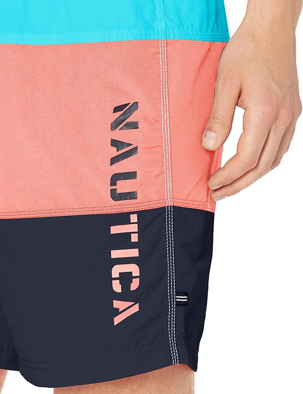 Nautica Men's Quick Dry Classic Logo Tri-Block Series Swim Trunk - JOY2ESpree