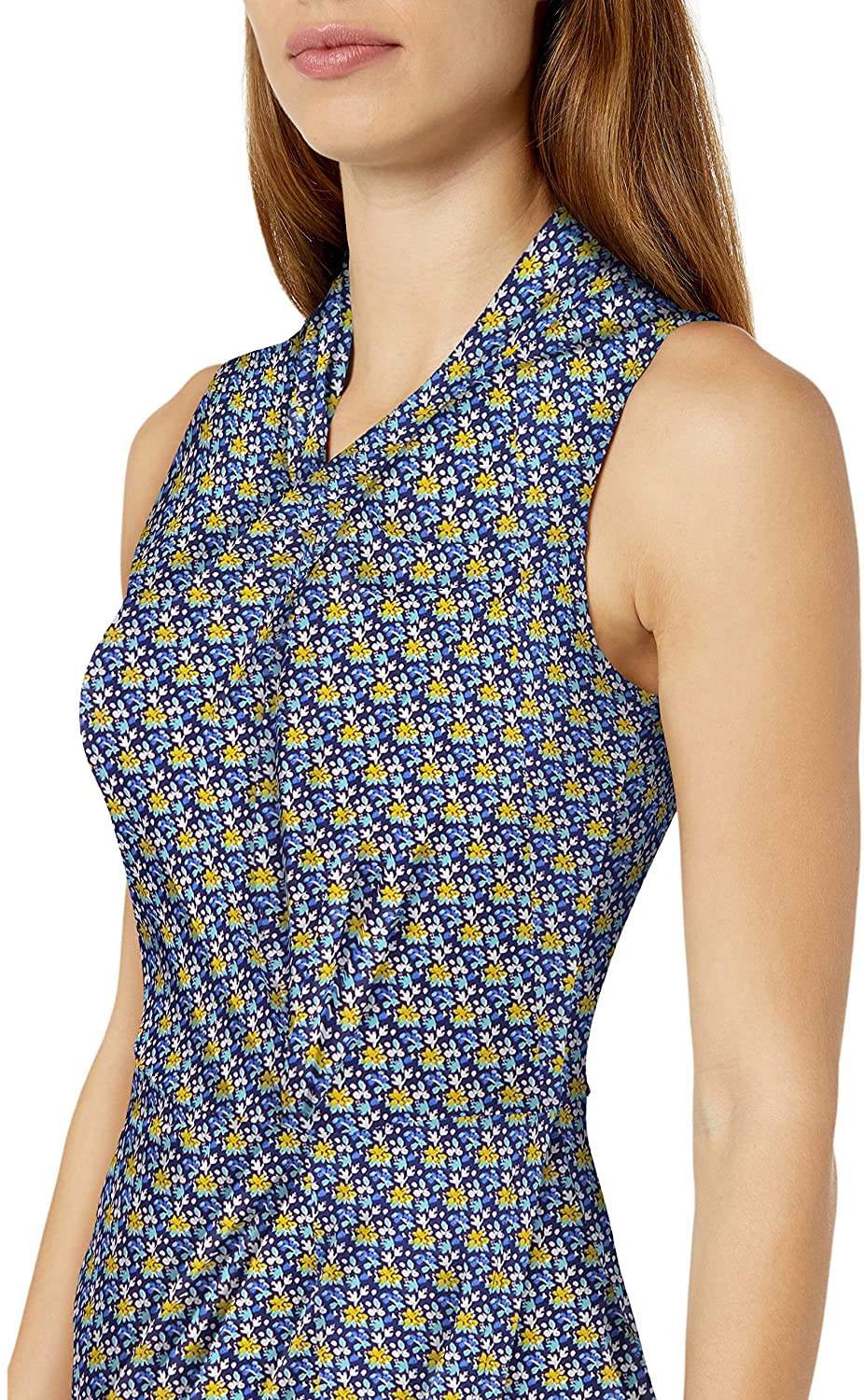 Amazon Brand - Lark & Ro Women's Sleeveless Crossover Twist Neck Faux Wrap Dress