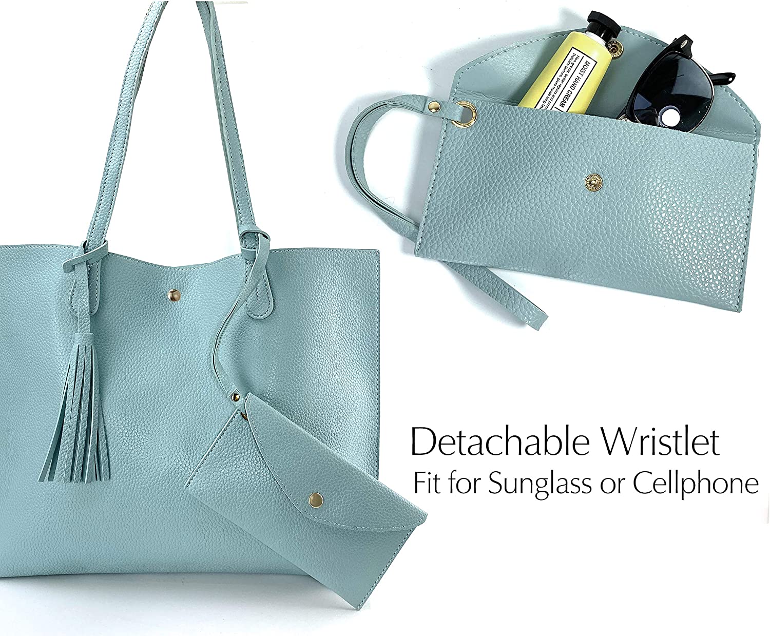 Minimalist Clean Cut Pebbled Faux Leather Tote Womens Shoulder Handbag