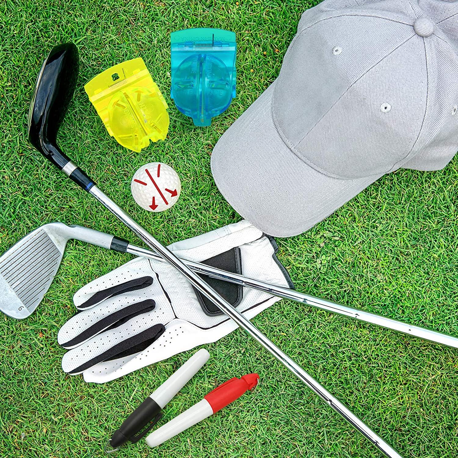 WILLBOND 2 Pieces Golf Ball Line Liner Drawing Marking Alignment Putting Tool and 2 Pieces Golf Ball Marker Pen, 4 Pieces Totally - JOY2ESpree