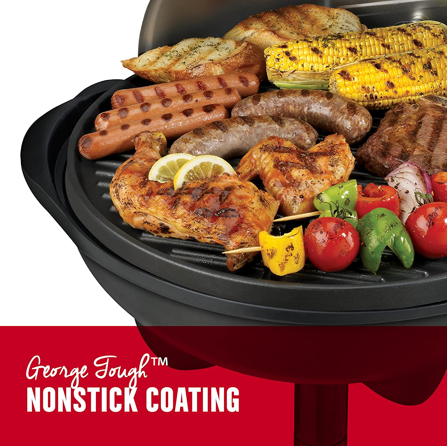George Foreman, Silver, 12+ Servings Upto 15 Indoor/Outdoor Electric Grill, GGR50B, REGULAR - JOY2ESpree
